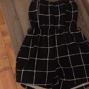 Black and white checkered romper